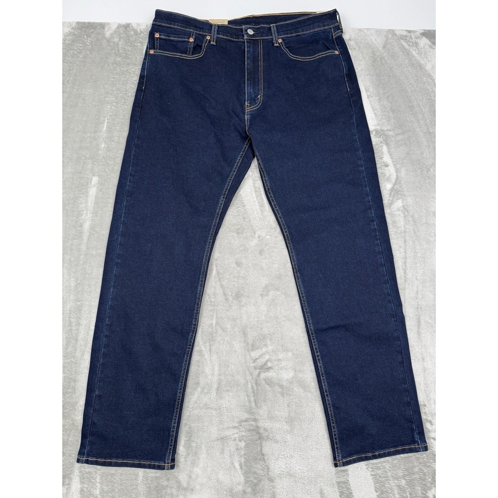 Levis 505 Regular Jeans Mens 36x32 Straight Leg Blue Denim Stretch Dark Wash NWT